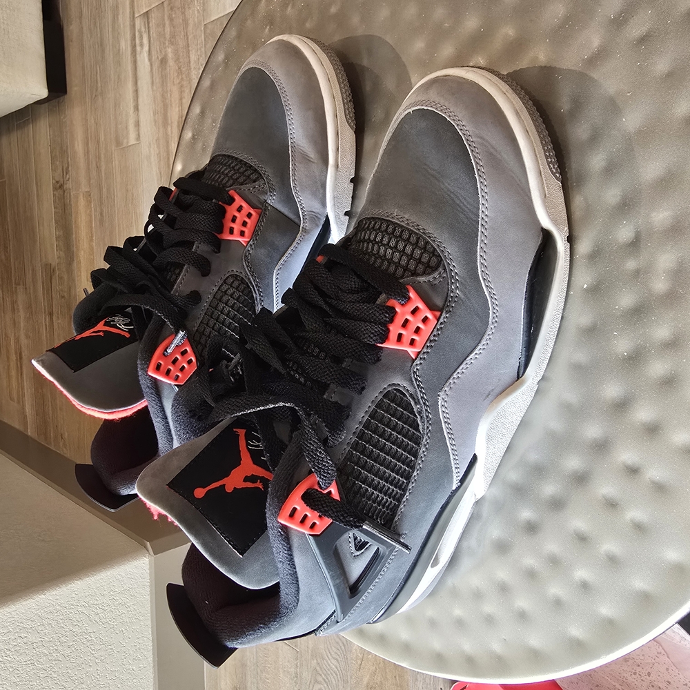 Air Jordan 4 Retro Gray and Red Sneakers